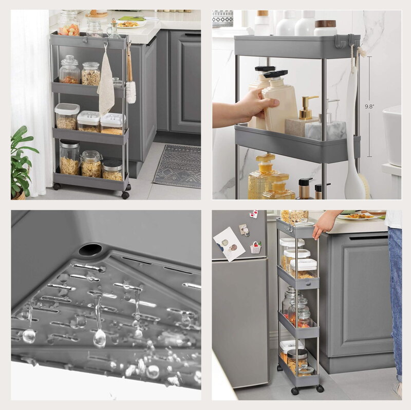 Cărucior îngust pe roți pentru bucătărie