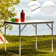 Masă de camping OMAR pliabilă, 80x60x70 cm, alb/gri