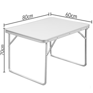 Masă de camping OMAR pliabilă, 80x60x70 cm, alb/gri