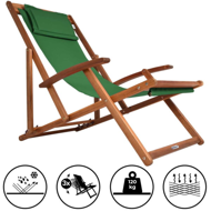 Șezlong de grădină SIENA, 65x87x102cm, verde  