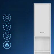 Dulap înalt de baie SILKE, 180×30×30cm, alb