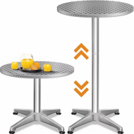 Masă de bar reglabilă din aluminiu NERO Ø60 cm, argintiu