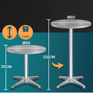 Masă de bar reglabilă din aluminiu NERO, argintiu