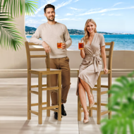 Scaune de bar OSLO cu spătare, 2 buc., 40x36x110cm, maro natural  