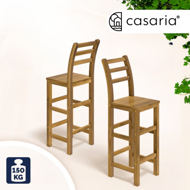 Scaune de bar OSLO cu spătare, 2 buc., 40x36x110cm, maro natural  