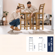 Scaune de bar OSLO cu spătare, 2 buc., 40x36x110cm, maro natural  