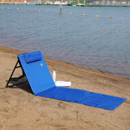 Saltea de plajă cu spătar și pernă, 158 x 56 cm, albastră