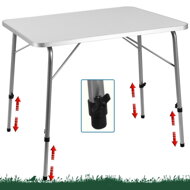 Masă de camping pliabilă FOKA, 80x54x51-70cm, alb