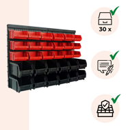 Organizator suspendat pentru atelier ORDER, 30 de cutii, 64x2x38cm, roșu/negru  
