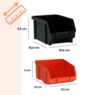Organizator suspendat pentru atelier ORDER, 30 de cutii, 64x2x38cm, roșu/negru  