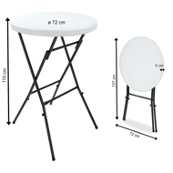 Masă de petrecere din plastic LYDA, Ø72x110cm, alb