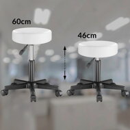Taburet pe roți BONY, Ø35cm, alb