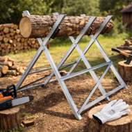 Capră de tăiat lemne ALBERT, 83x81x88cm, argintiu