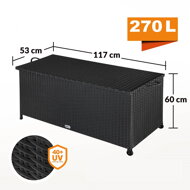 Ladă de depozitare din poliratan RICCO, 122x56x61cm, negru