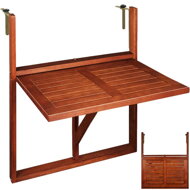 Masă suspendată pentru balcon, din lemn de acacia, 65x45x87cm, certificată FSC®, pliabilă