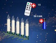 Lumânări pentru pomul de Crăciun CANDLE, 20 buc., multicolor