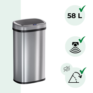 Coș de gunoi cu senzor DEUS, 58 litri, argintie