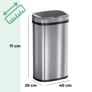 Coș de gunoi cu senzor DEUS, 58 litri, argintie