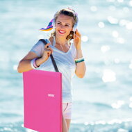 Saltea de plajă cu spătar și pernă, 158 x 56 cm, roz