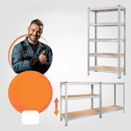Raft cu capacitate mare HEAVY, 2 bucăți, max. 875kg, 90x40x180cm, argintiu