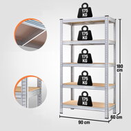Raft cu capacitate mare HEAVY, 2 bucăți, max. 875kg, 90x40x180cm, argintiu