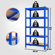 Raft cu capacitate mare HEAVY, max. 875kg, 90x40x180cm, albastru