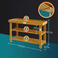 Bancă pentru hol cu spațiu pentru pantofi NINA, 90x32x46cm, maro natural