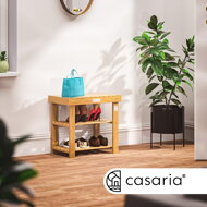 Bancă pentru hol cu spațiu pentru pantofi NINA, 50x30x46cm, maro natural