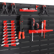 Organizator suspendat pentru atelier ORDERBOX cu 28 de cutii și suporturi pentru unelte, roșu/negru