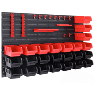 Organizator suspendat pentru atelier ORDERBOX cu 28 de cutii și suporturi pentru unelte, roșu/negru