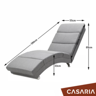 Șezlong LONDON, 186×55×89cm, gri