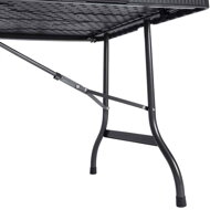 Masă de camping pliabilă, neagră, aspect poliratan, 180x75x73 cm