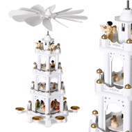 Piramidă de Crăciun MERRY, 60x20x20cm, albă