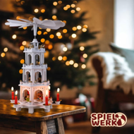 Piramidă de Crăciun MERRY, 60x20x20cm, albă