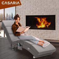 Șezlong LONDON cu funcție de masaj și încălzire, 186×55×89cm, gri