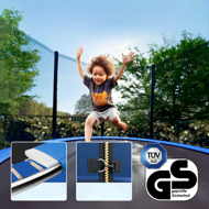 Trambulină cu plasă de siguranță JUMP, Ø183 cm, negru/albastru