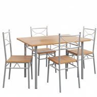 Set de mese de dining PAUL, 5 bucăți, maro natural