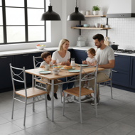 Set de mese de dining PAUL, 5 bucăți, maro natural