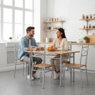 Set de mese de dining PAUL, 5 bucăți, maro natural