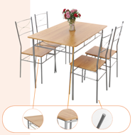 Set de mese de dining PAUL, 5 bucăți, maro natural