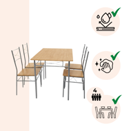 Set de mese de dining PAUL, 5 bucăți, maro natural