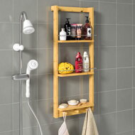 Raft suspendat pentru baie BAMBOO, 28,5x10x70cm, 3 rafturi, maro  