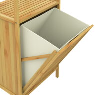Raft de bambus cu coș de rufe DORIS, 40x30x95cm, maro/crem
