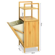 Raft de bambus cu coș de rufe DORIS, 40x30x95cm, maro/crem