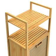 Raft de bambus cu coș de rufe DORIS, 40x30x95cm, maro/crem