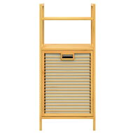 Raft de bambus cu coș de rufe DORIS, 40x30x95cm, maro/crem