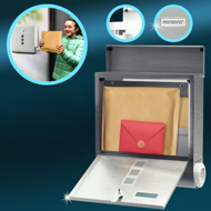 Cutie poștală cu tub pentru ziare POST, 30,5x10x33,5cm, argintiu