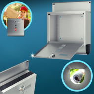 Cutie poștală cu tub pentru ziare POST, 30,5x10x33,5cm, argintiu