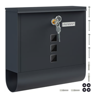 Cutie poștală cu tub pentru ziare POST, 30,5x10x33,5cm, antracit