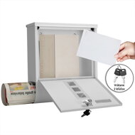 Cutia poștală cu fanta pentru ziare, din oțel, mare, albă